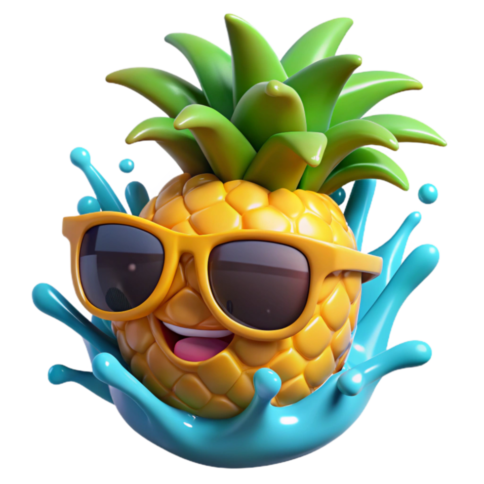 Cool Pineapple Splash Summer Fruit Fun png