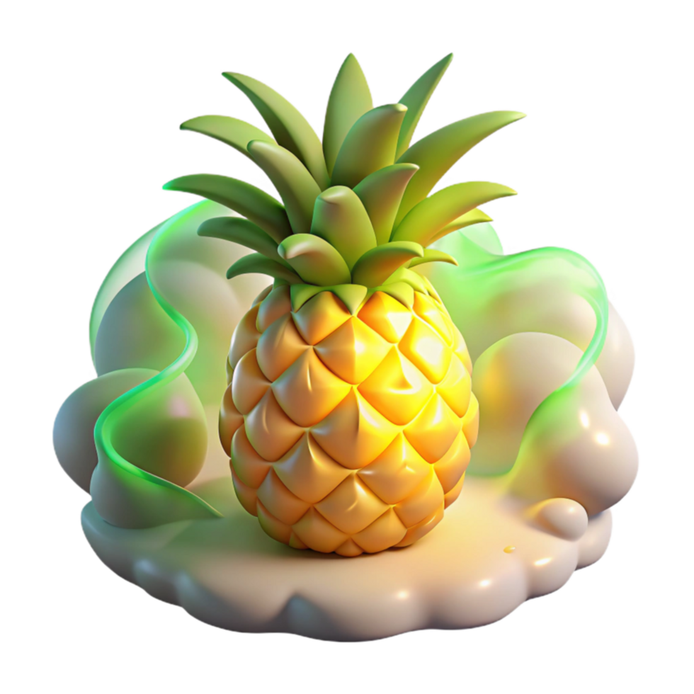 Glowing Pineapple in Creamy Splashes png