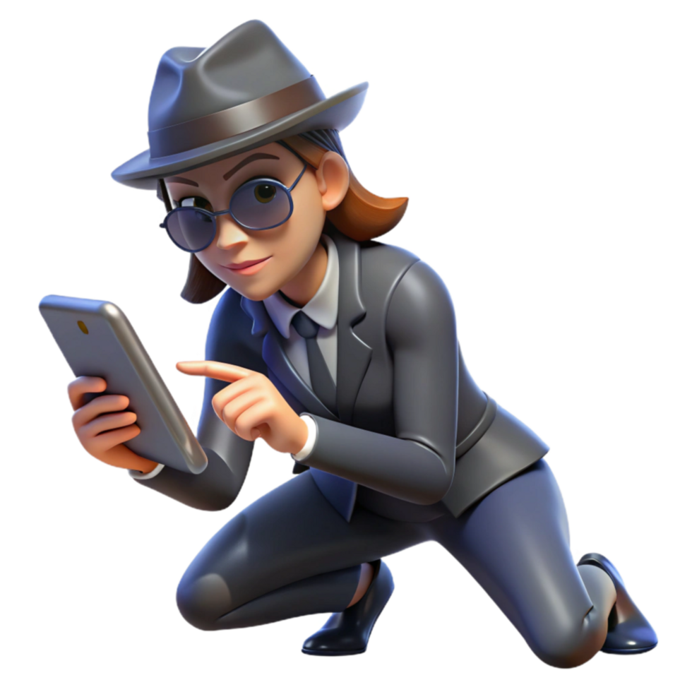 Sleuth Investigating Mobile Data A 3D Render png