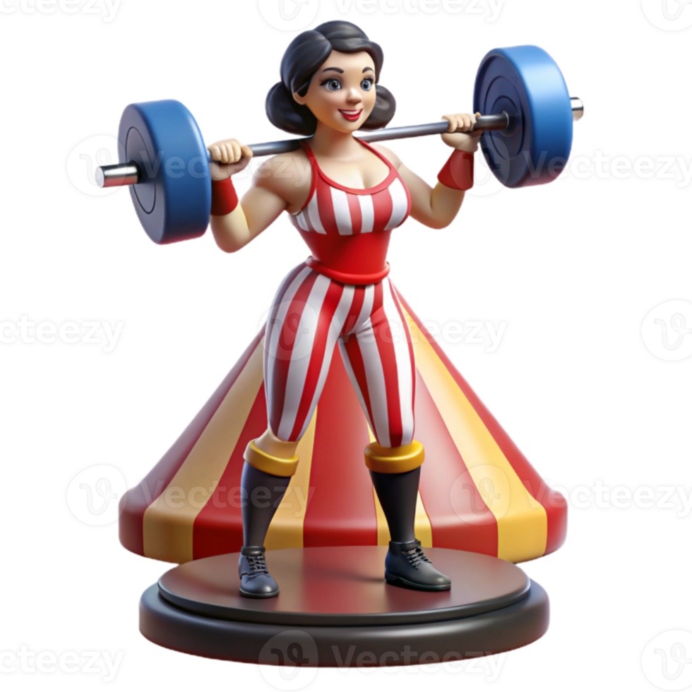 Strongwoman Circus Performer Weightlifting 3D Render png
