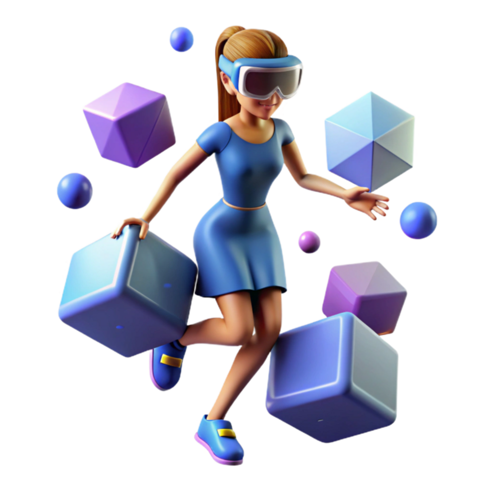 Virtual Reality Metaverse Exploring 3D Cubes and Immersive Worlds png