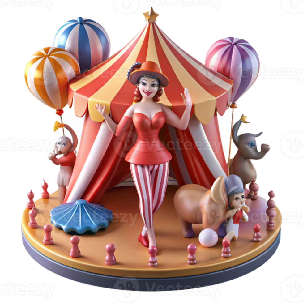 Circus Performer with Animals and Balloons png