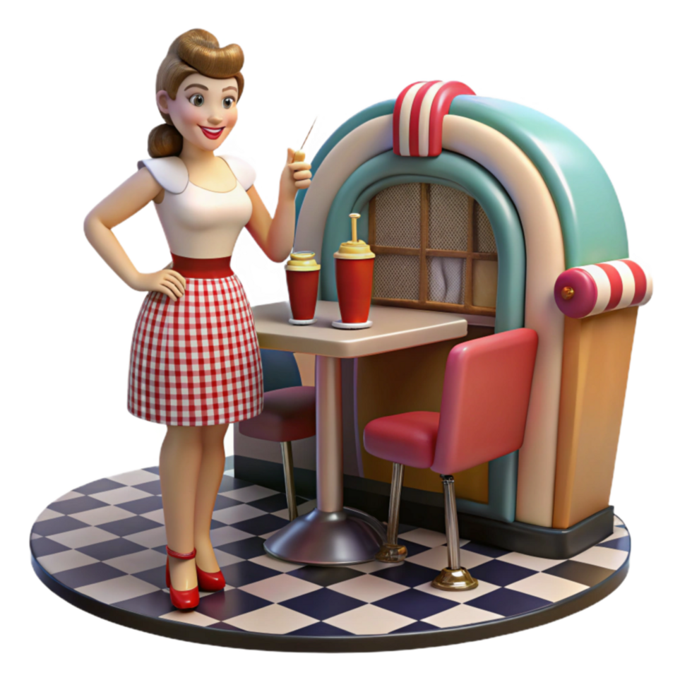 Retro Diner 50s Style Jukebox, Soda Shop Scene png