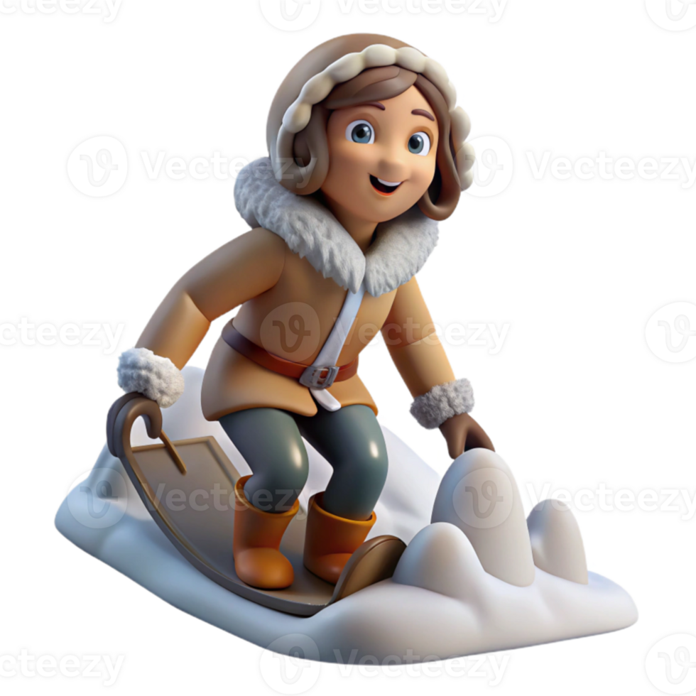 Arctic Child Snowboarding Adventure png