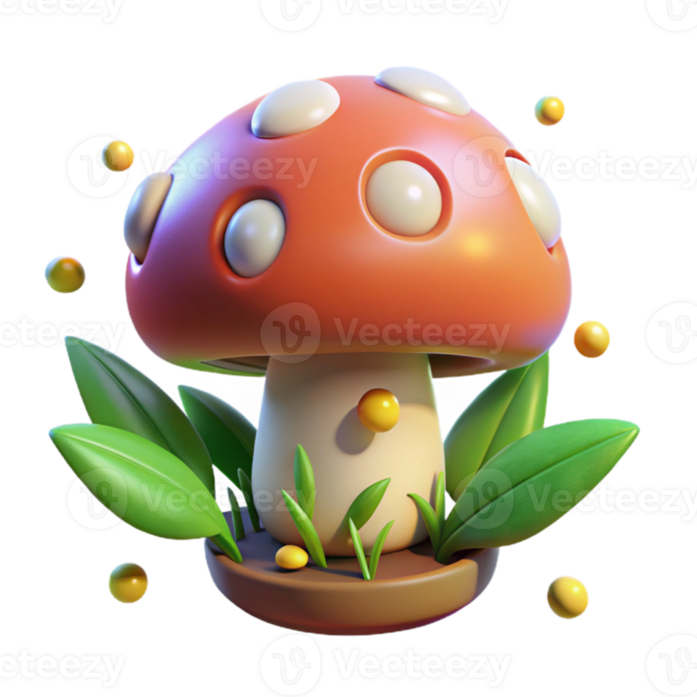 Cute 3D Mushroom Illustration png
