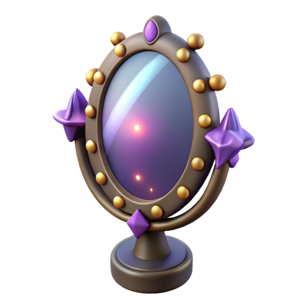 Enchanted Oval Mirror Fantasy Art, 3D Render png