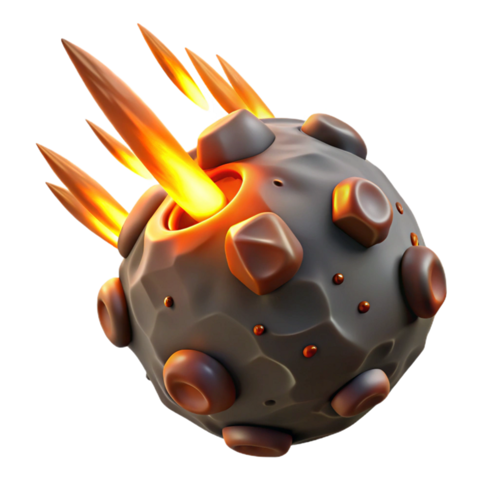 Fiery Asteroid Impact Space Rock Collision png