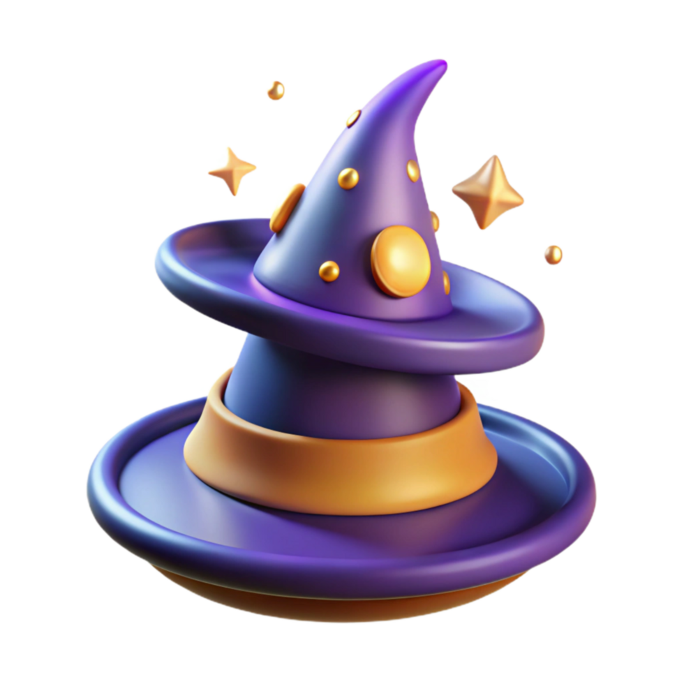Enchanted Stacked Witch Hat 3D Render png