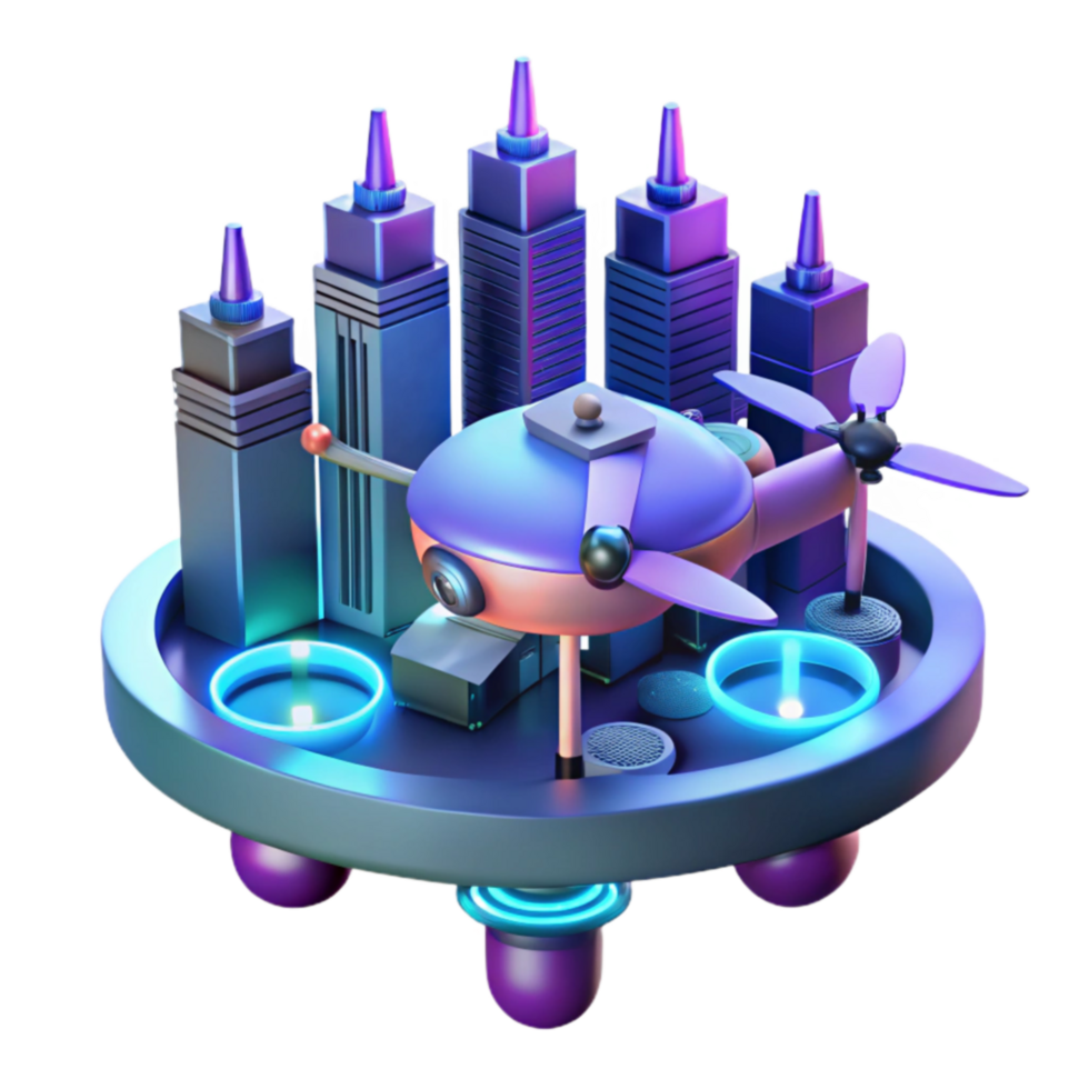 Futuristic City Drone Delivery System png