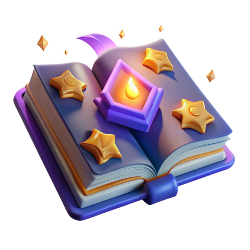 Magical Book Fantasy 3D Render png