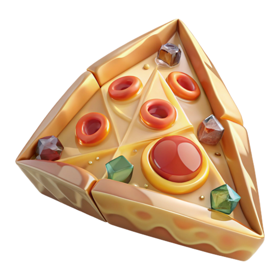 Gemstone Pizza Slice A 3D Render png