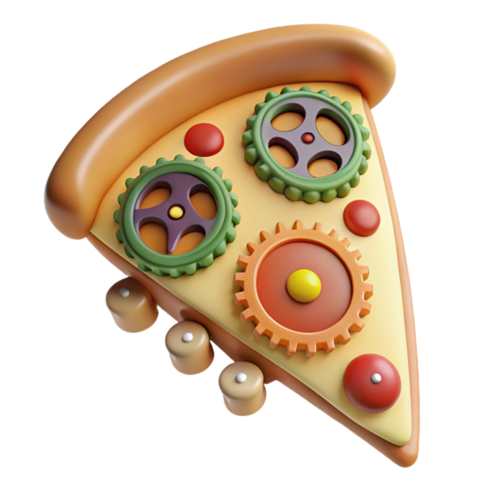 Pizza Slice Gear Toy 3D Rendered png