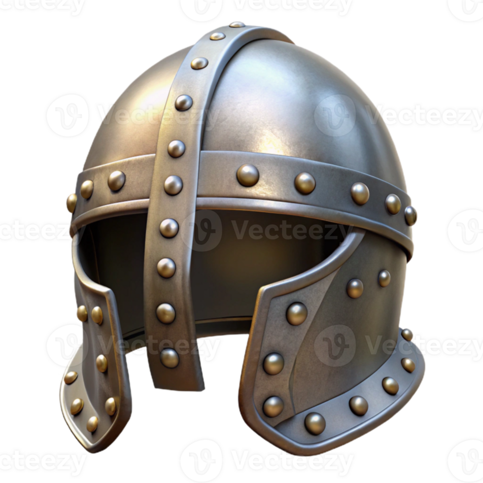 vibrant vintage Medieval Metal Helmet 3D Render authentic png