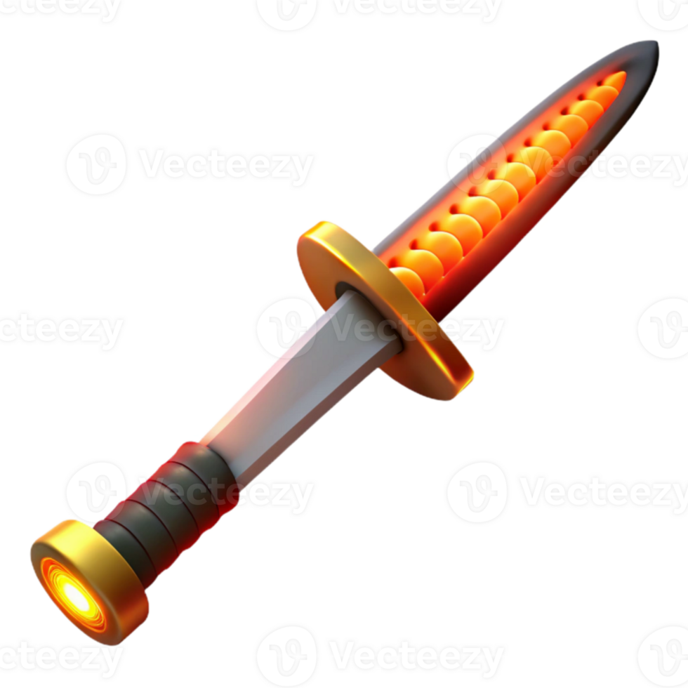 serene creative Glowing 3D Sword Render premium png