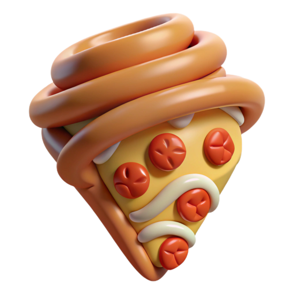3D Cartoon Pizza Slice with Pastry Crust png