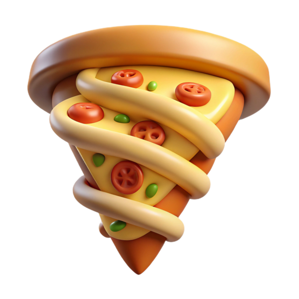 Twisted Pizza Slice 3D Render of Delicious Food png