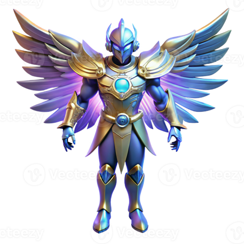 vibrant modern Angelic Warrior 3D Render exclusive png