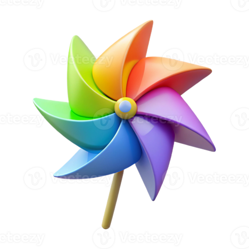 extraordinary contemporary Rainbow Pinwheel 3D Render premium png