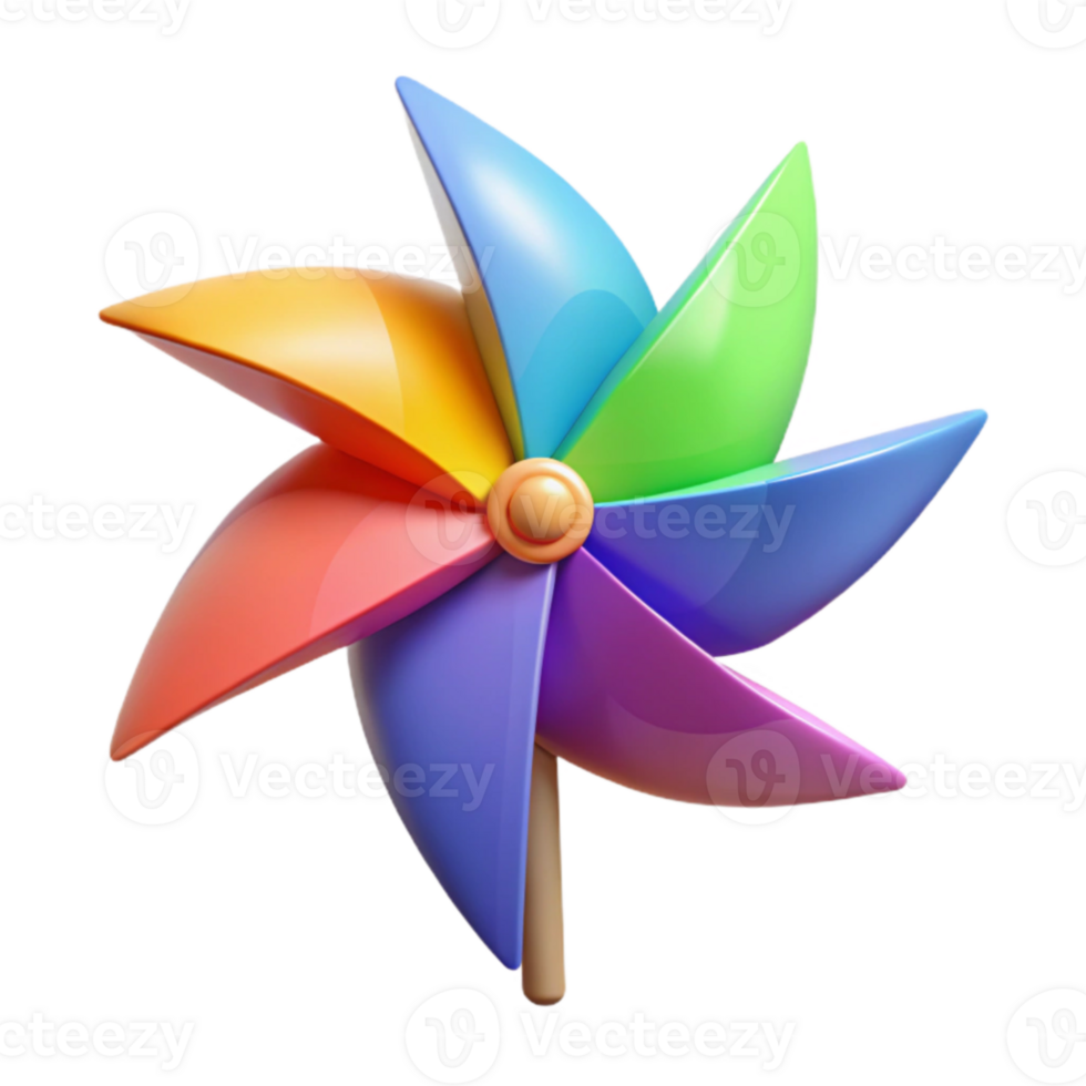 serene vintage Rainbow Pinwheel 3D Render original png