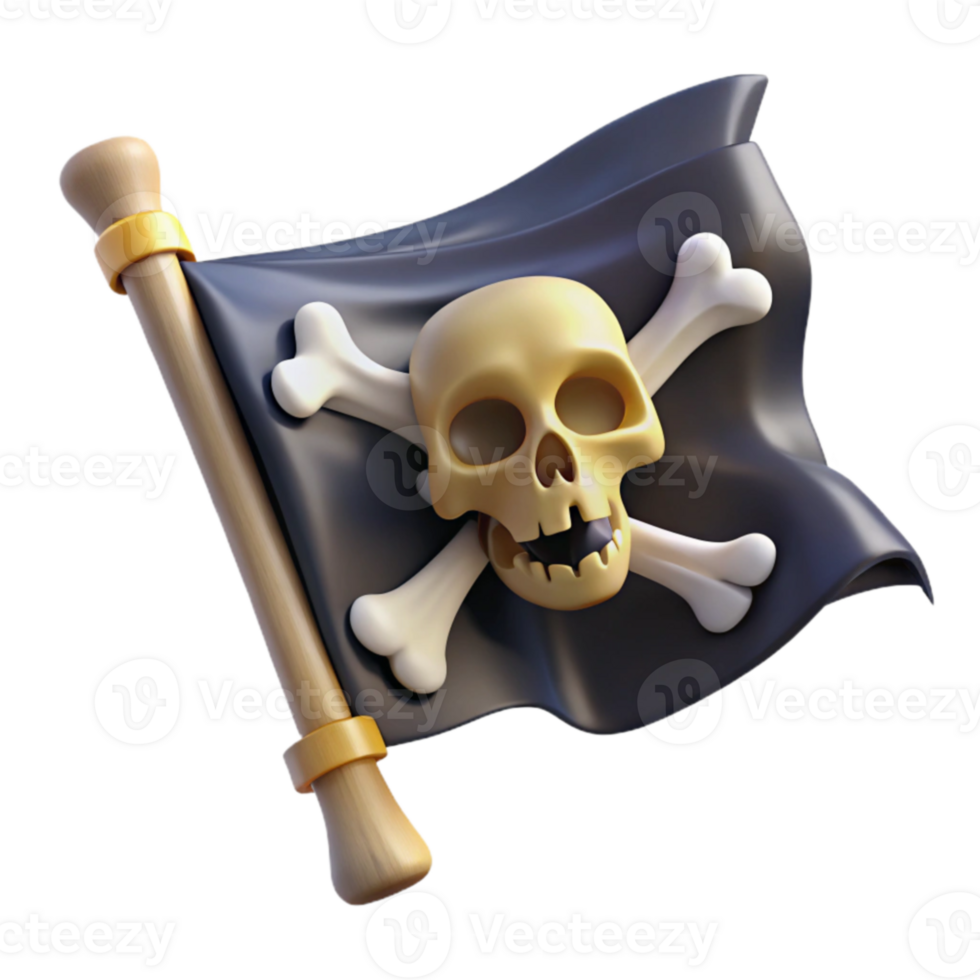 serene rustic Jolly Roger 3D Render Flag Illustration high resolution png