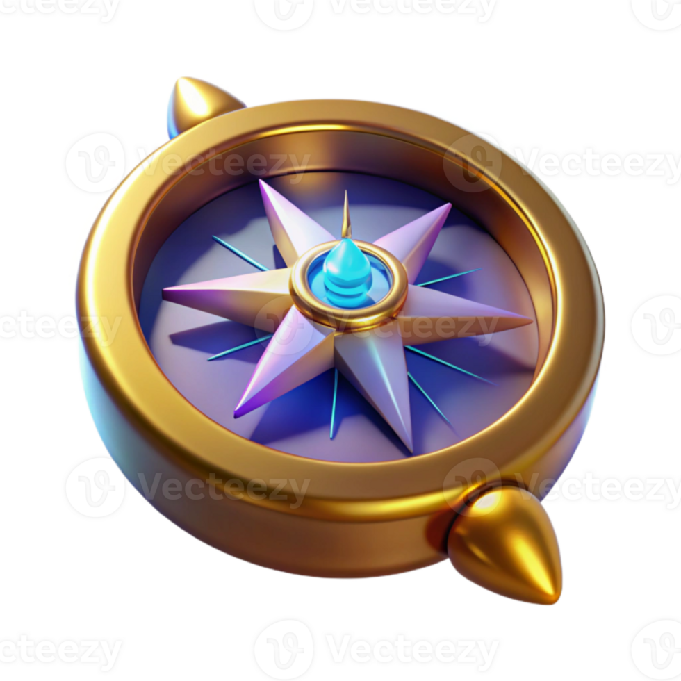 extraordinary vintage Golden Compass 3D Render premium png