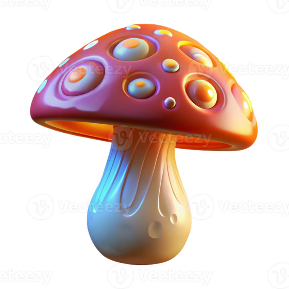 wonderful contemporary Vibrant 3D Mushroom Illustration high quality png