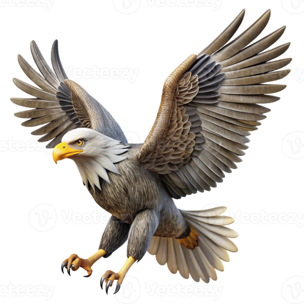 stunning rustic Majestic Bald Eagle 3D Illustration professional png
