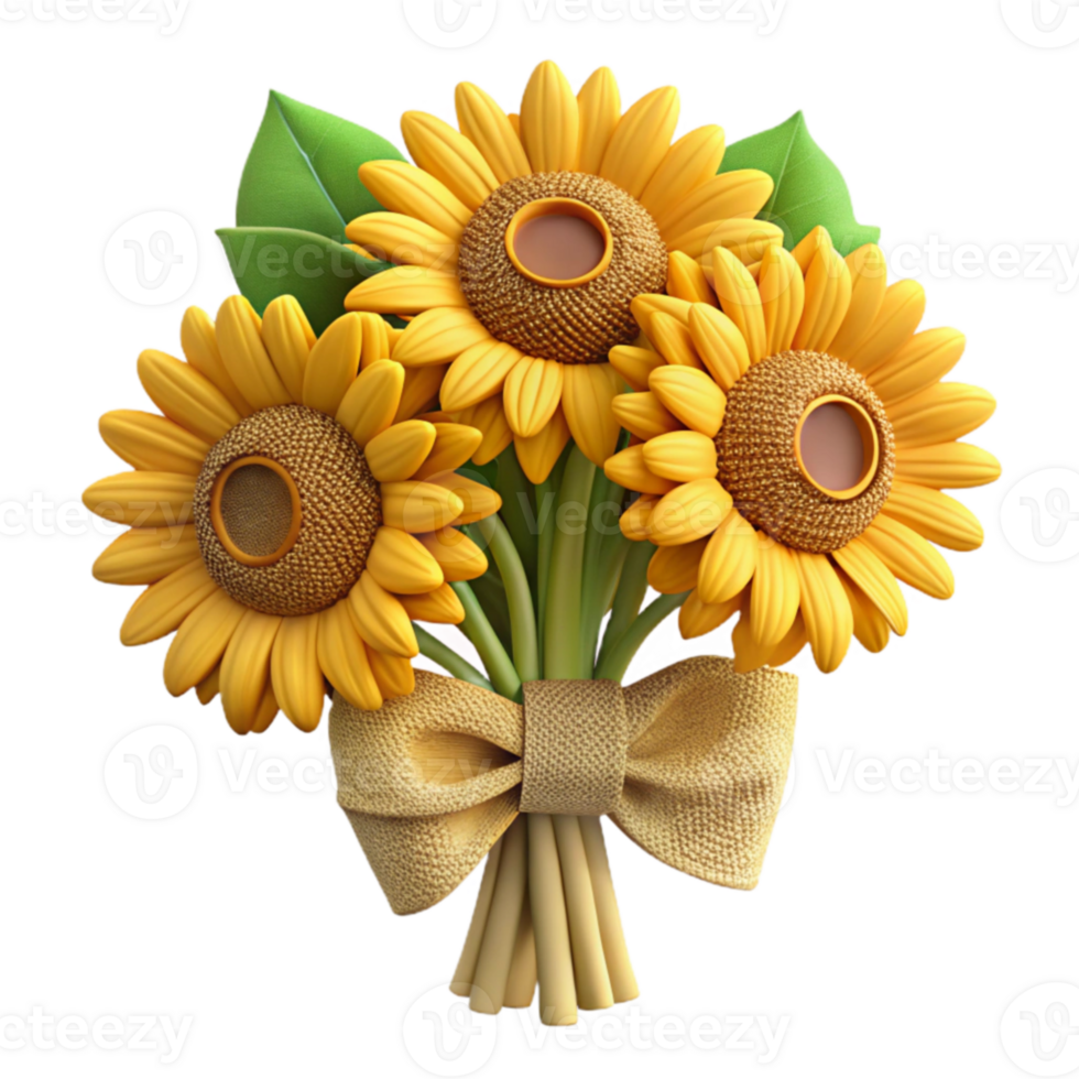 elegant artistic 3D Render Sunflower Bouquet Illustration original png