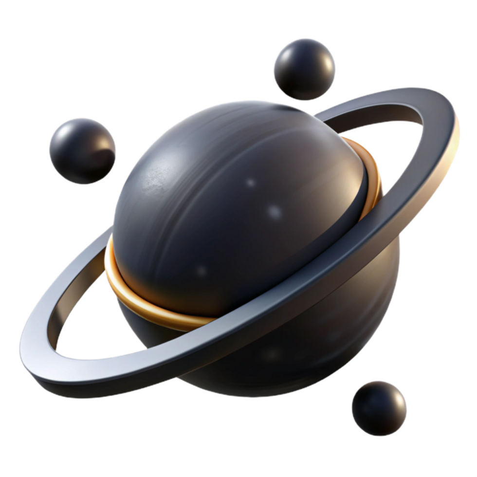 Abstract Planet with Ring System and Moons png