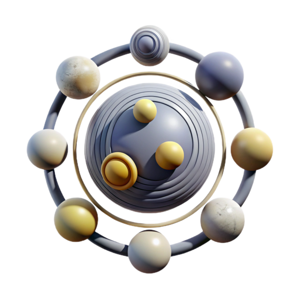 Abstract Atomic Structure 3D Rendering of Orbital System png