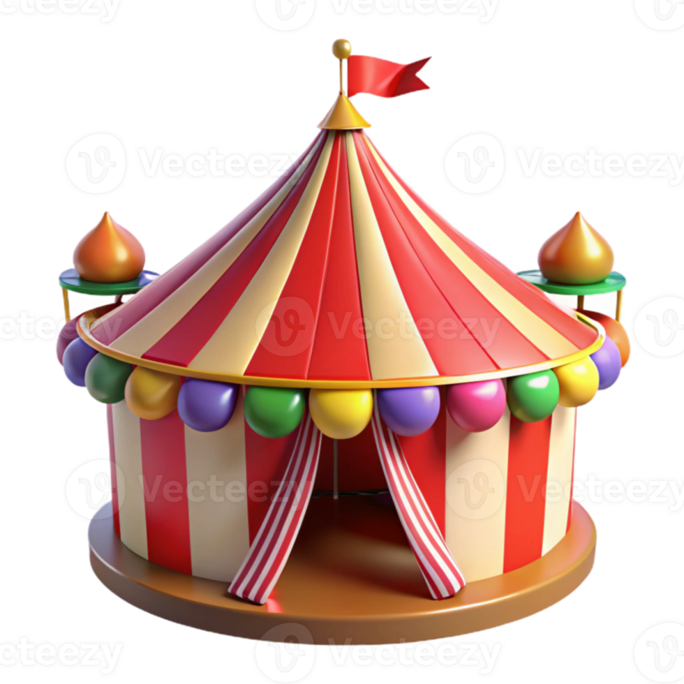 magnificent classic Cartoon Circus Tent 3D Render exclusive png