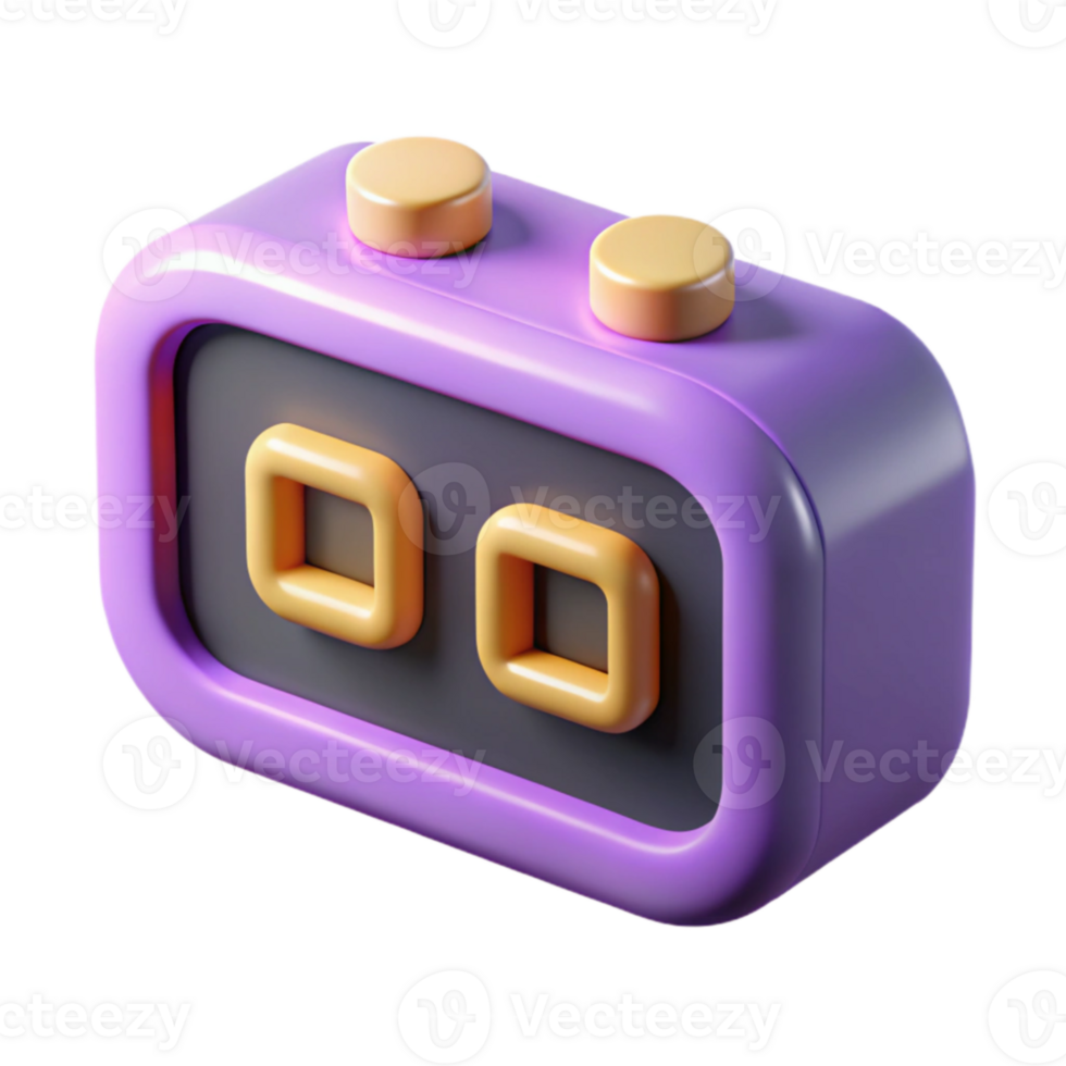dramatic vintage Purple 3D Render of a Retro Radio exclusive png