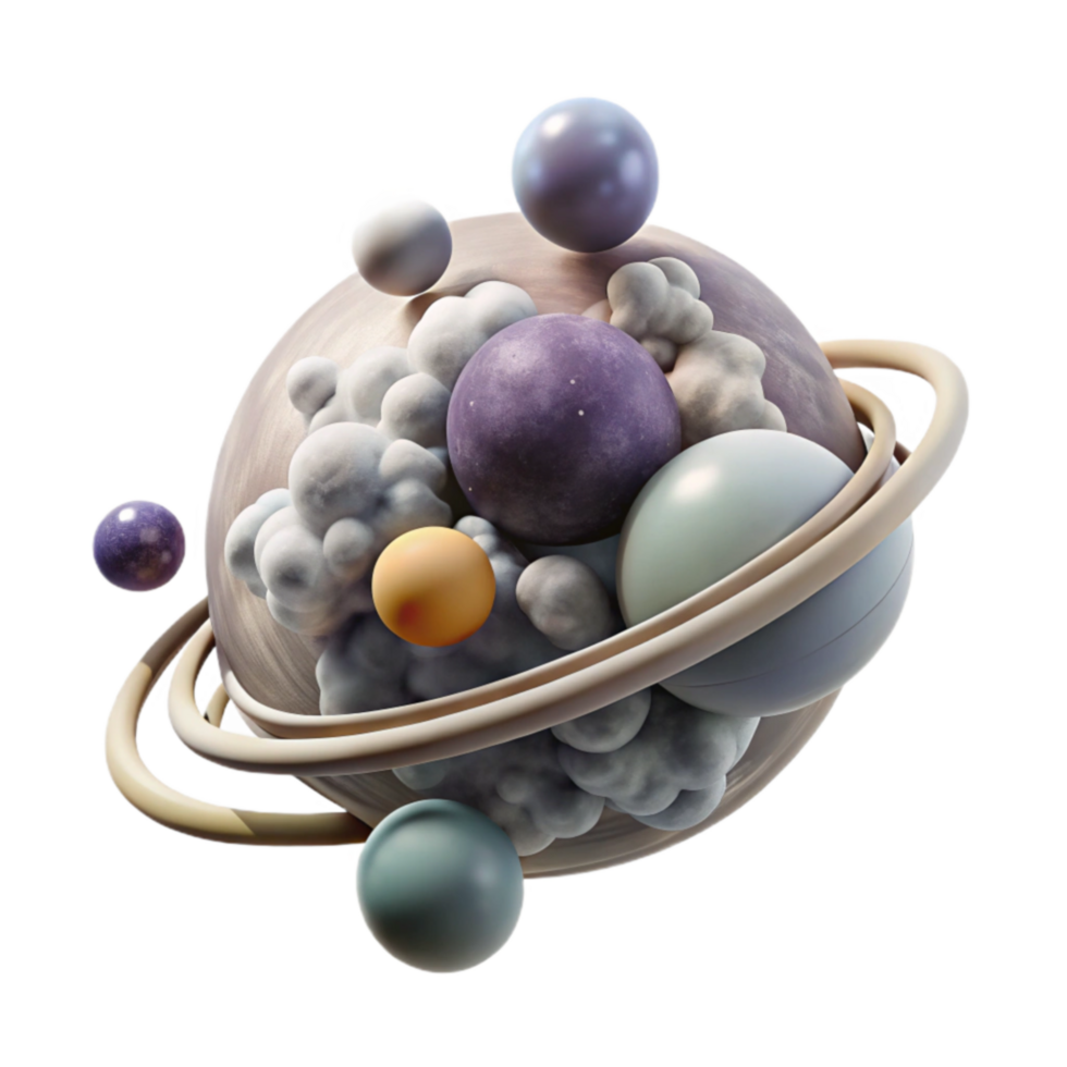 abstrato cósmico esfera 3d render do planetas e nebulosa png