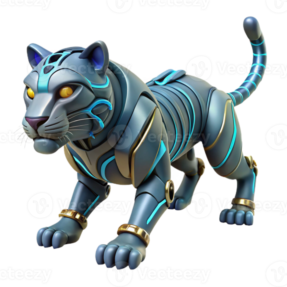 beautiful abstract Cybernetic Tiger 3D Render professional png