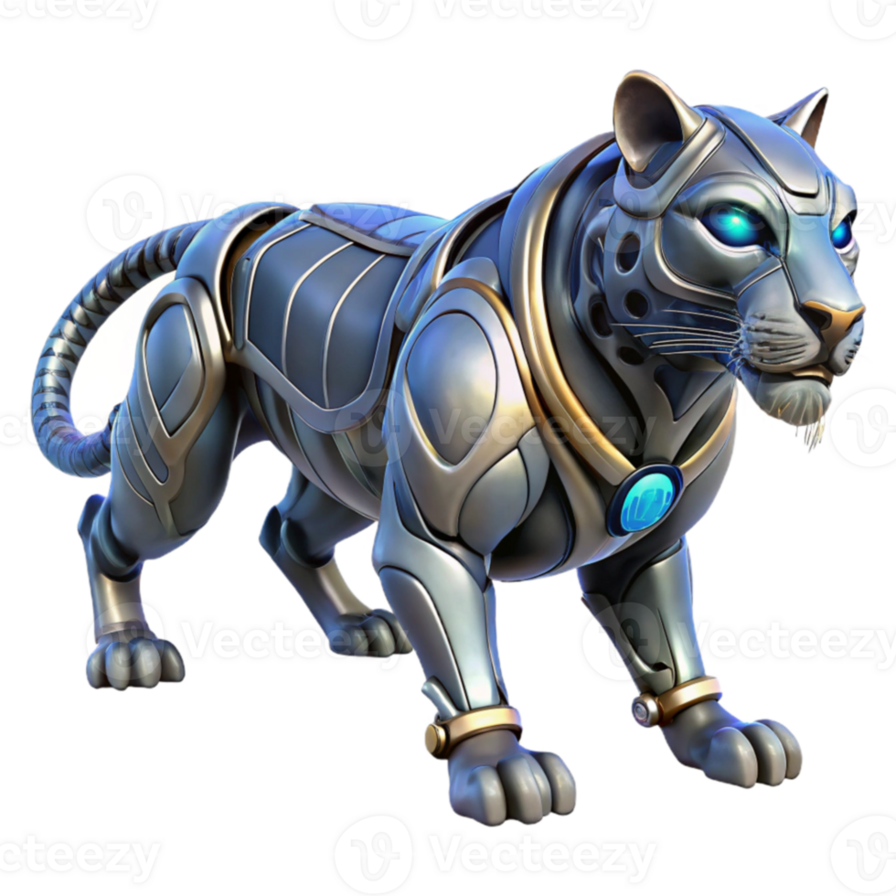 wonderful rustic Robotic Panther 3D Render high quality png