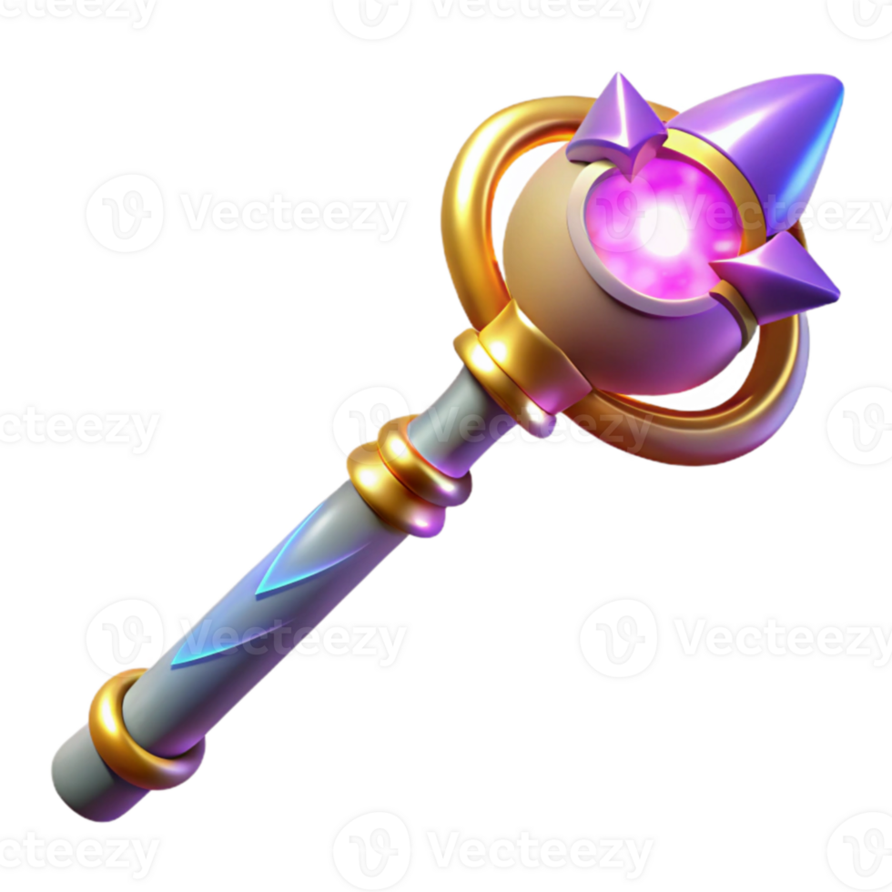 elegant abstract Magical Staff 3D Render premium png