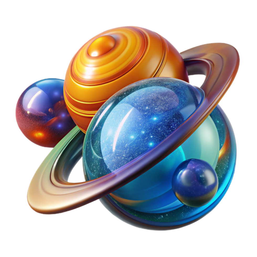cósmico esferas uma celestial 3d render png