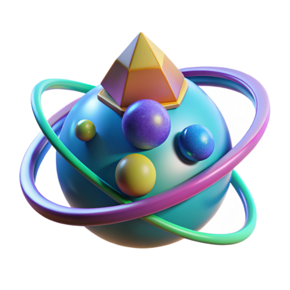 Abstract Sphere with Geometric Shapes and Rings png