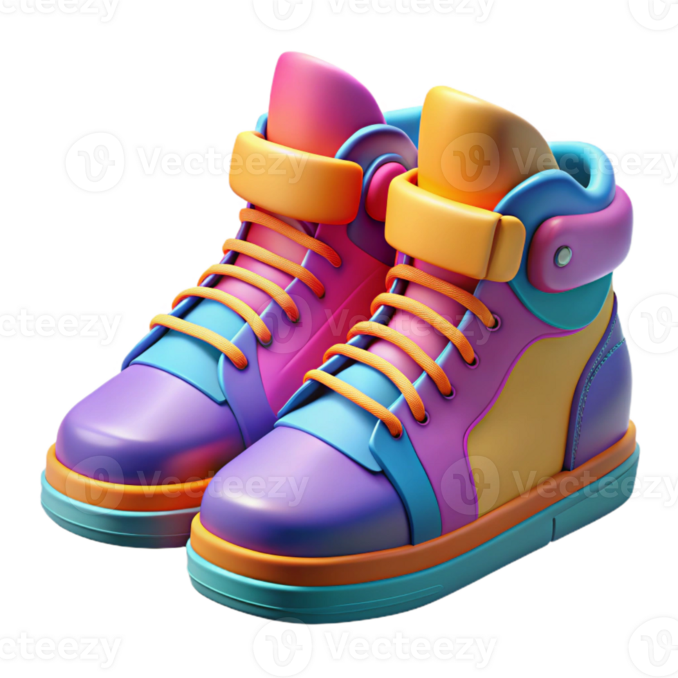 extraordinary rustic Colorful 3D Render of Stylish Sneakers professional png