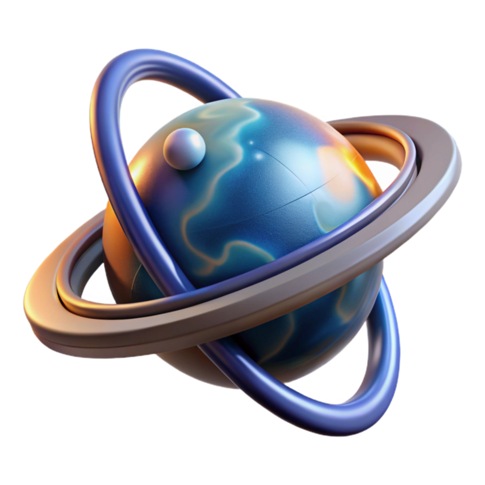abstrato cósmico esfera 3d render do celestial corpo com argolas png