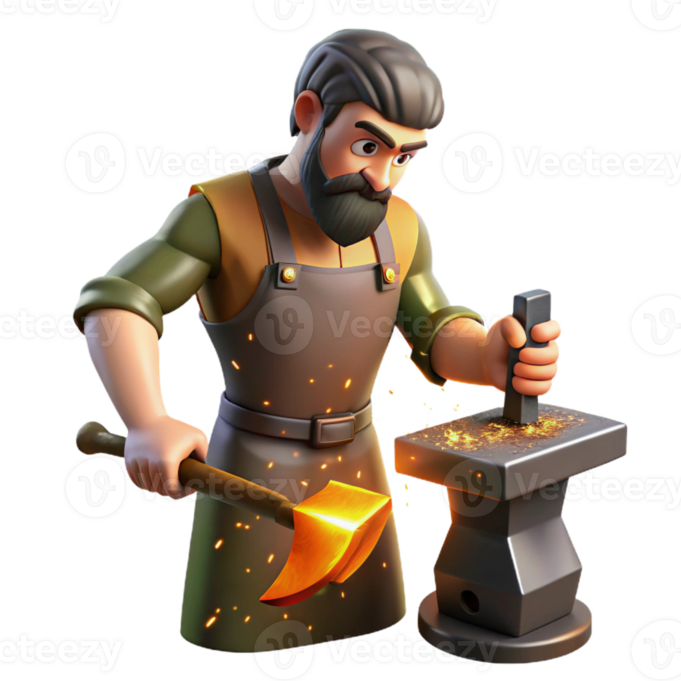 extraordinary abstract 3D Illustration Blacksmith Working Anvil professional png