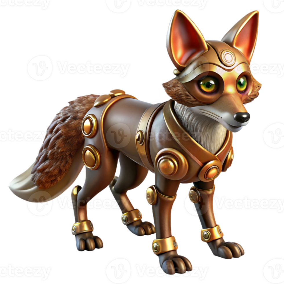 wonderful artistic 3D Render of a Robotic Fox authentic png