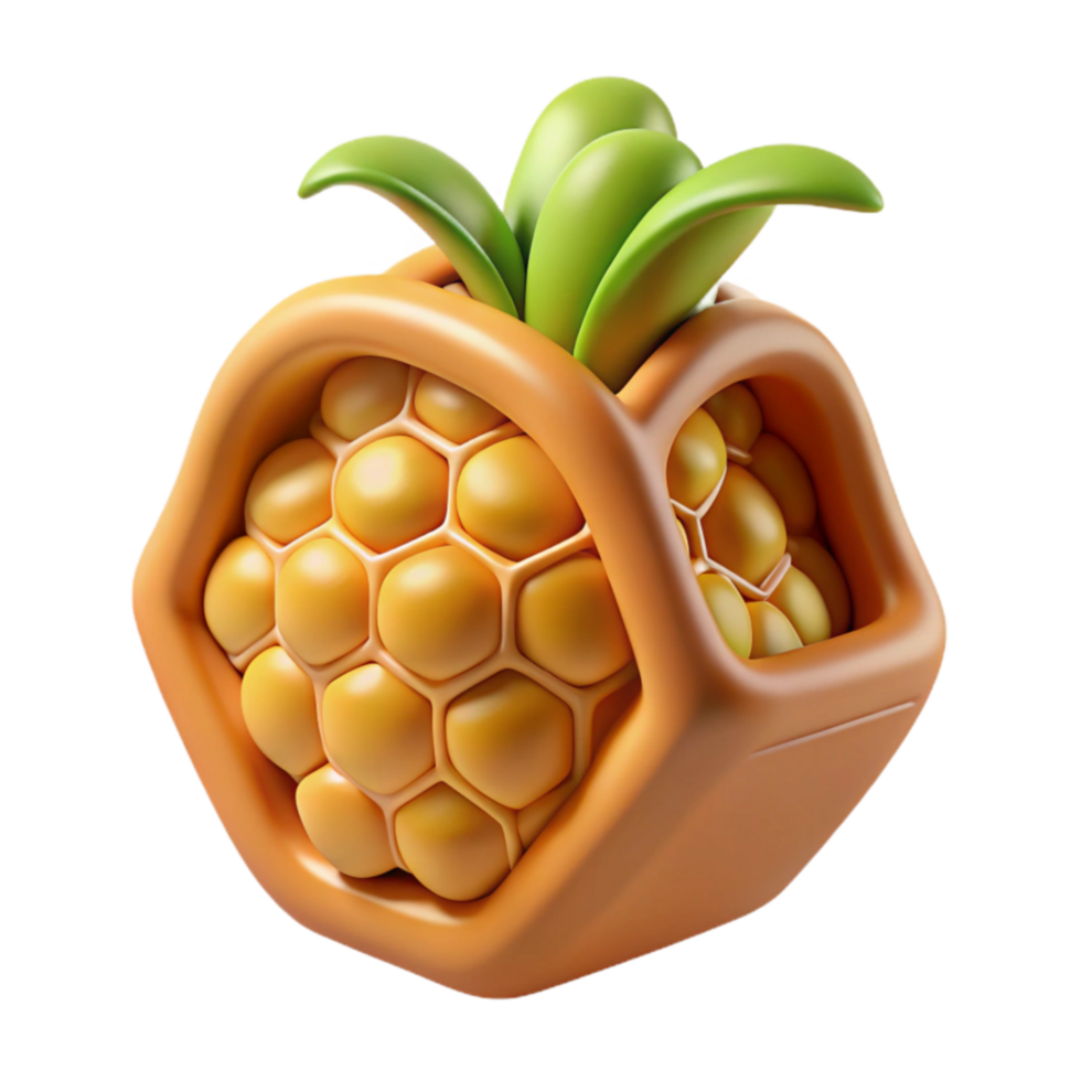 Honeycomb Pineapple 3D Render Geometric Fruit Design png