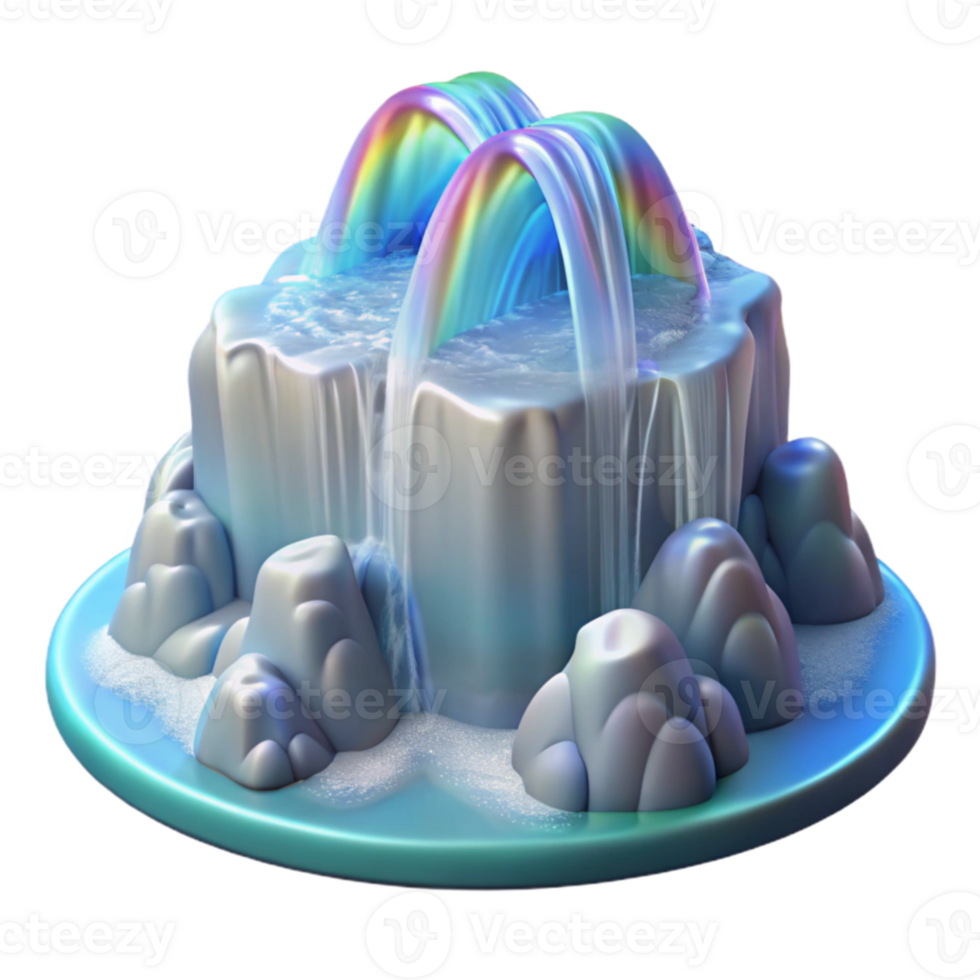 impressive rustic 3D Render of Magical Rainbow Waterfall high quality png