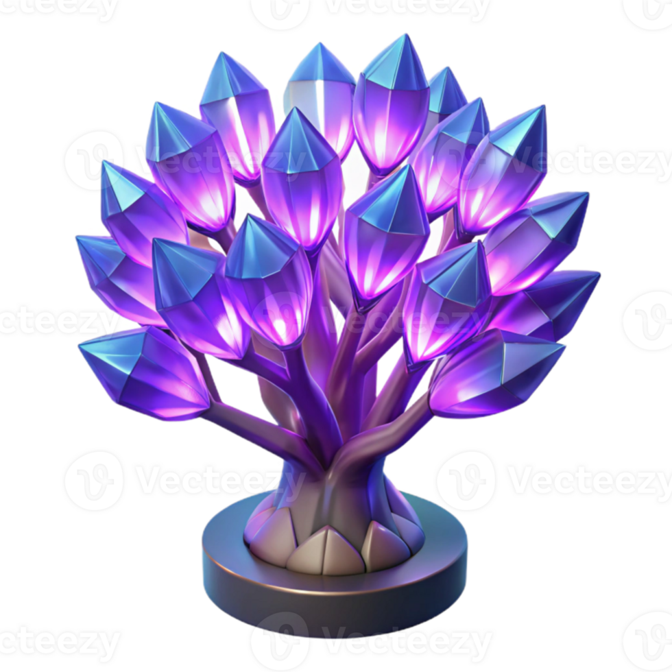 dramatic artistic Glowing Crystal Tree 3D Render original png