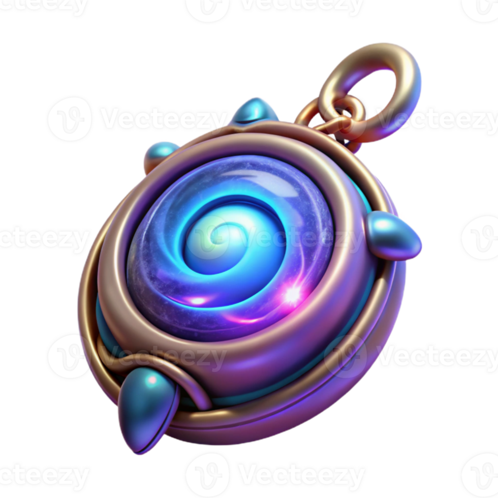 beautiful vintage Spiral Galaxy Amulet 3D Render authentic png