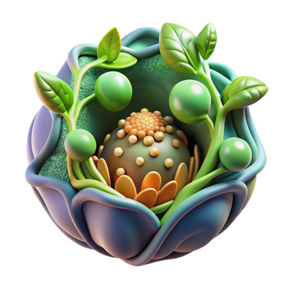 3D Render Cell Structure with Intricate Floral Details png
