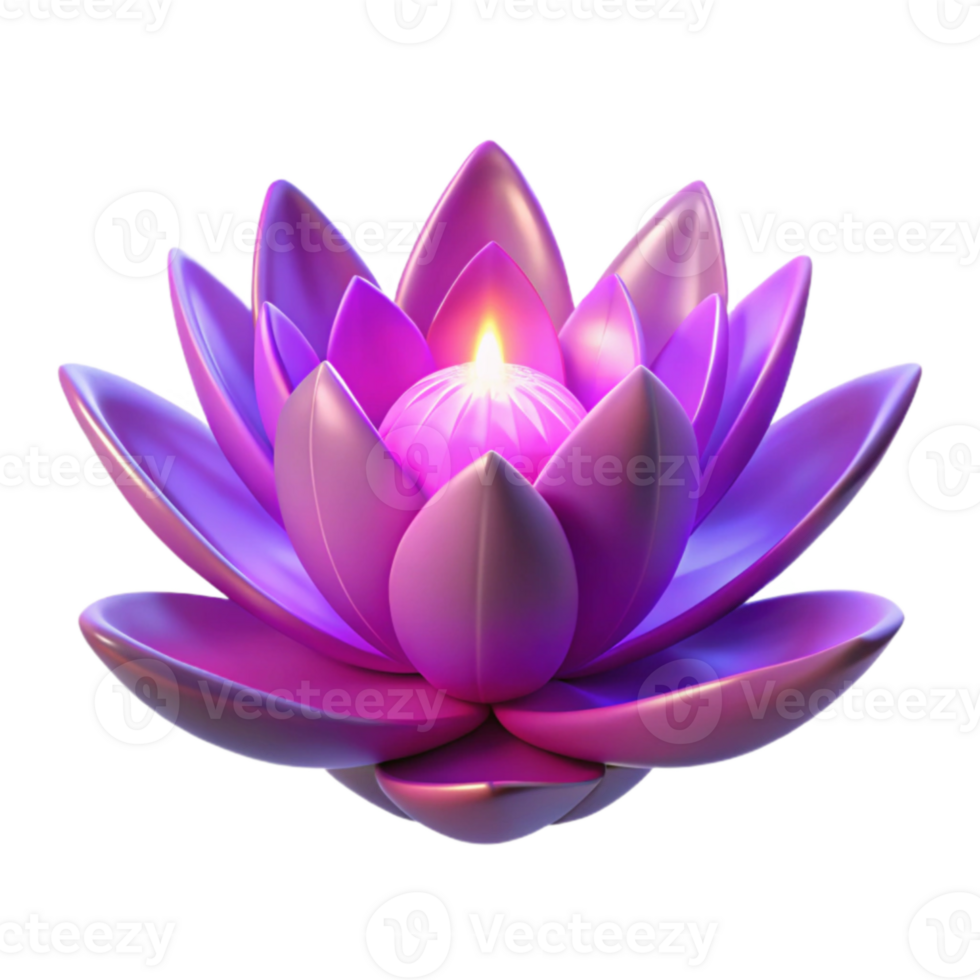 serene classic Glowing Purple Lotus 3D Render high resolution png