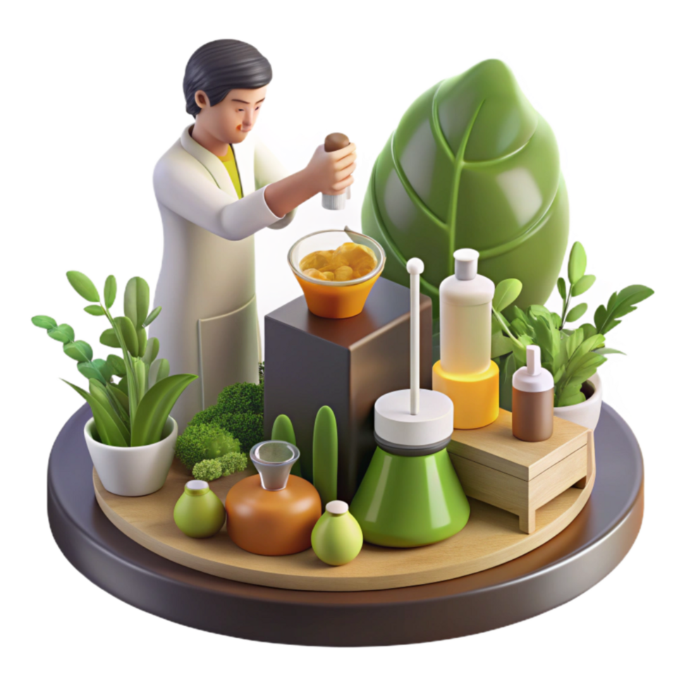 Herbal Cosmetic Creation A 3D Illustration png