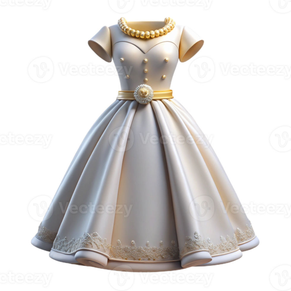 impressive rustic Elegant 3D Render of a Beige Ballgown original png